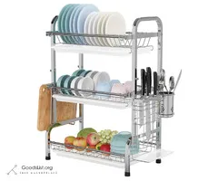 Warmfill 3 Tier Dish Drying Rack Utensil Holder Cutting Board Holder