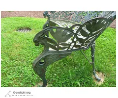 Antique Cast Iron Victorian Garden Bench Settee signed fern pattern